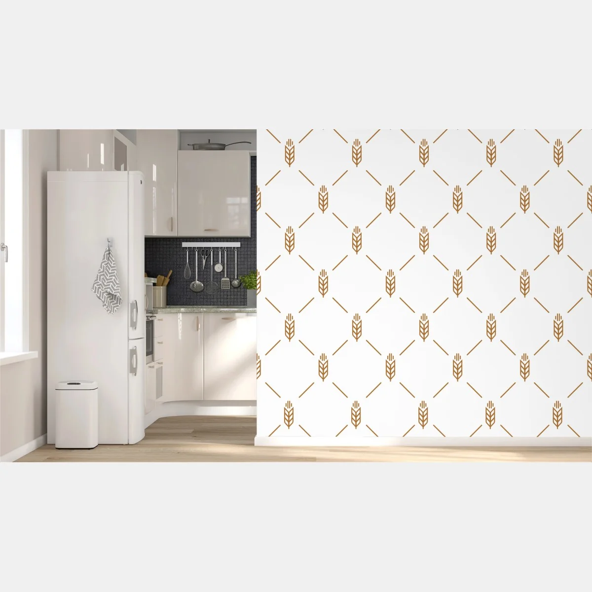 Fototapeta złoty geometryczny wzór pszenicy – Wallissimo® Fototapeta złoty geometryczny wzór pszenicy – Wallissimo®