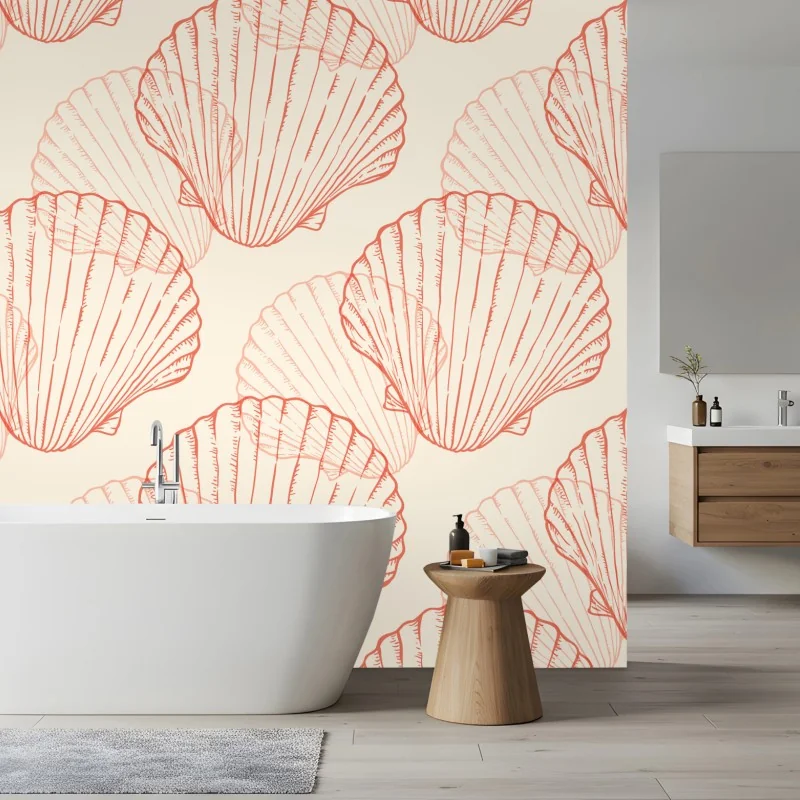Fototapeta koralowy wzór muszli przegrzebek – Wallissimo® Fototapeta koralowy wzór muszli przegrzebek – Wallissimo®