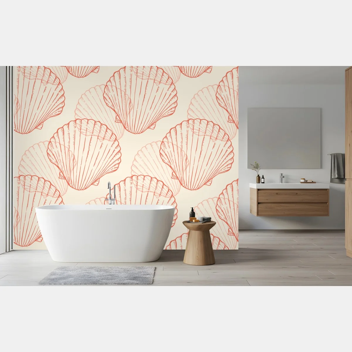 Fototapeta koralowy wzór muszli przegrzebek – Wallissimo® Fototapeta koralowy wzór muszli przegrzebek – Wallissimo®