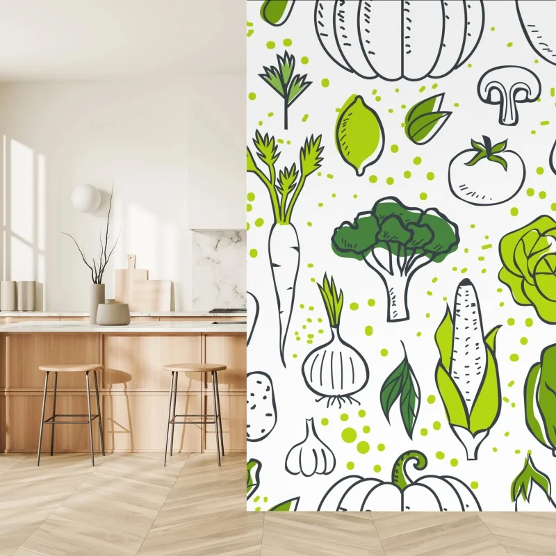 Fototapeta wzór z zielonymi warzywami – Wallissimo® Fototapeta wzór z zielonymi warzywami – Wallissimo®