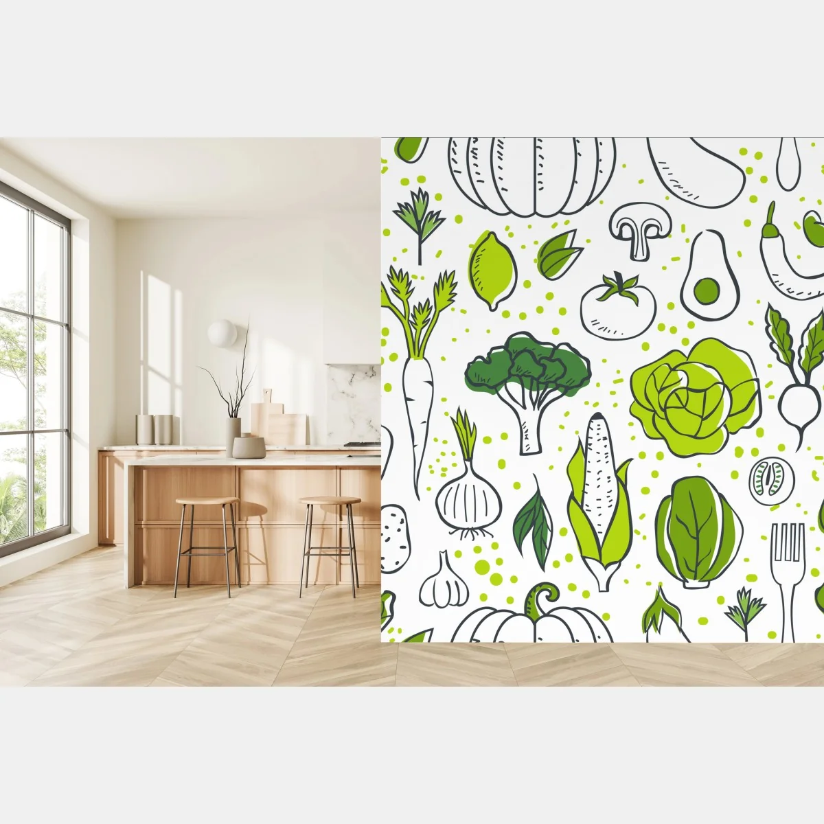 Fototapeta wzór z zielonymi warzywami – Wallissimo® Fototapeta wzór z zielonymi warzywami – Wallissimo®