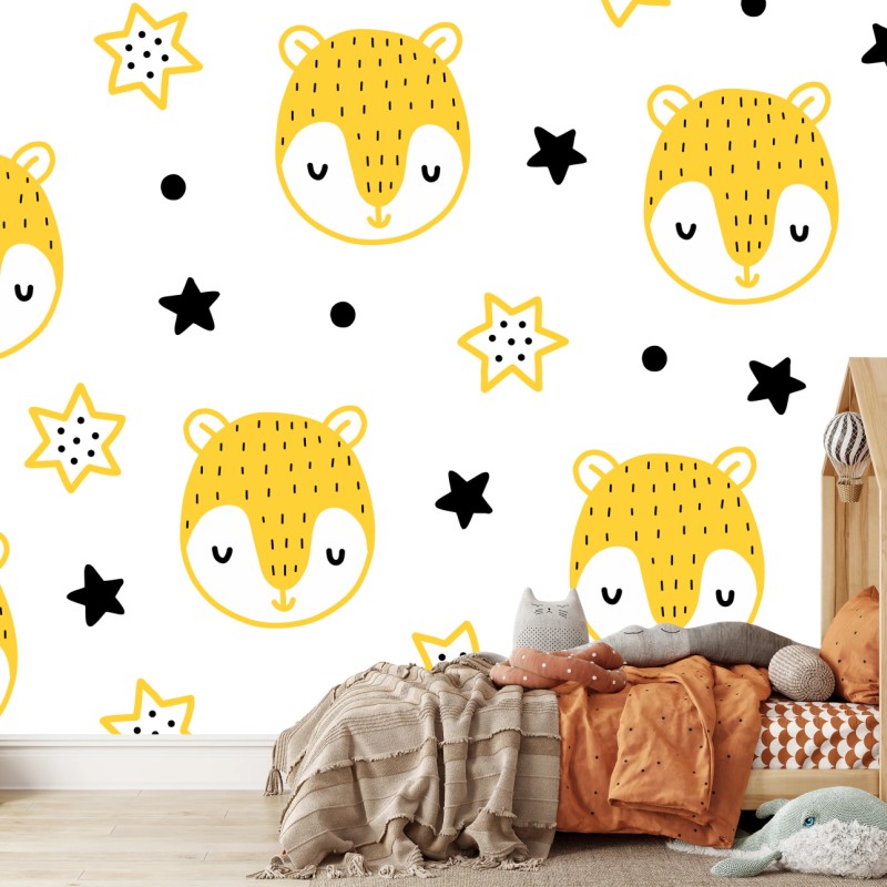 Fototapeta słodkie żółte buźki zwierząt we wzorze do pokoju dziecięcego – Wallissimo® Fototapeta słodkie żółte buźki zwierząt we wzorze do pokoju dziecięcego – Wallissimo®