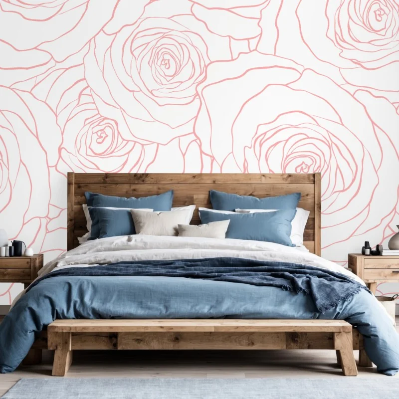 Fototapeta delikatny wzór różowych róż – Wallissimo® Fototapeta delikatny wzór różowych róż – Wallissimo®