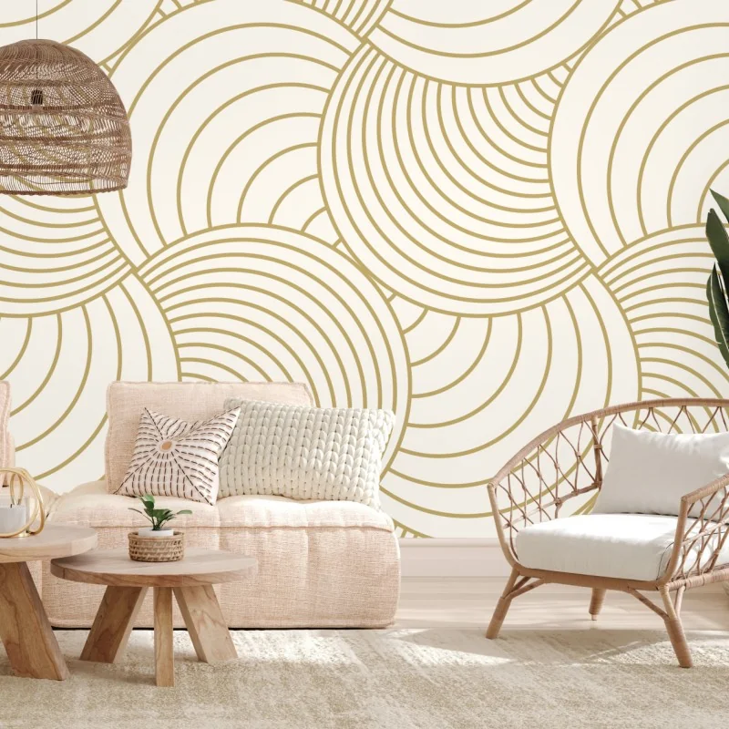 Fototapeta złoty art deco wzór okręgów – Wallissimo® Fototapeta złoty art deco wzór okręgów – Wallissimo®