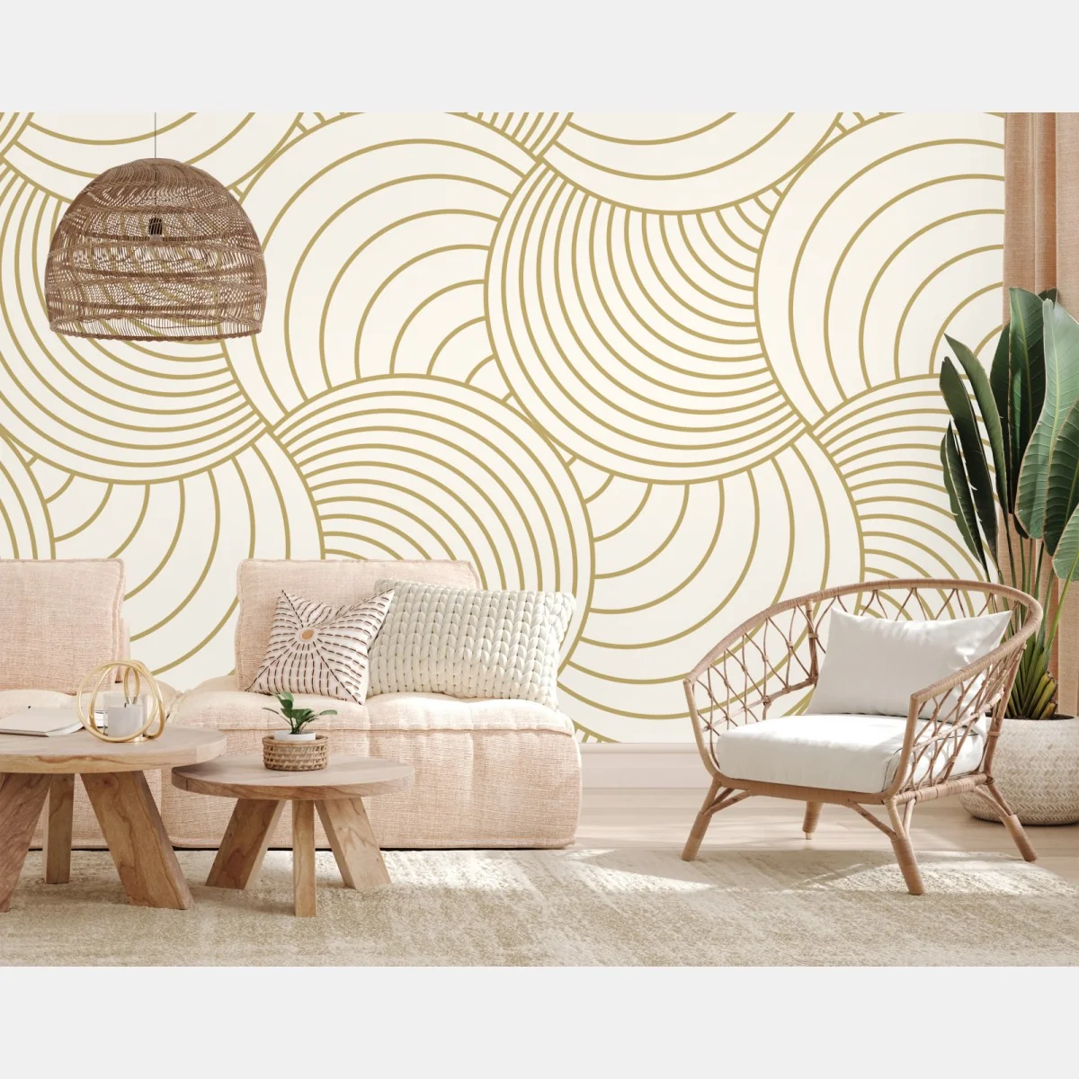 Fototapeta złoty art deco wzór okręgów – Wallissimo® Fototapeta złoty art deco wzór okręgów – Wallissimo®