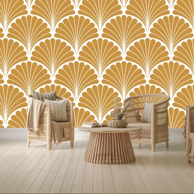 Fototapeta złoty wzór wachlarza w stylu art deco