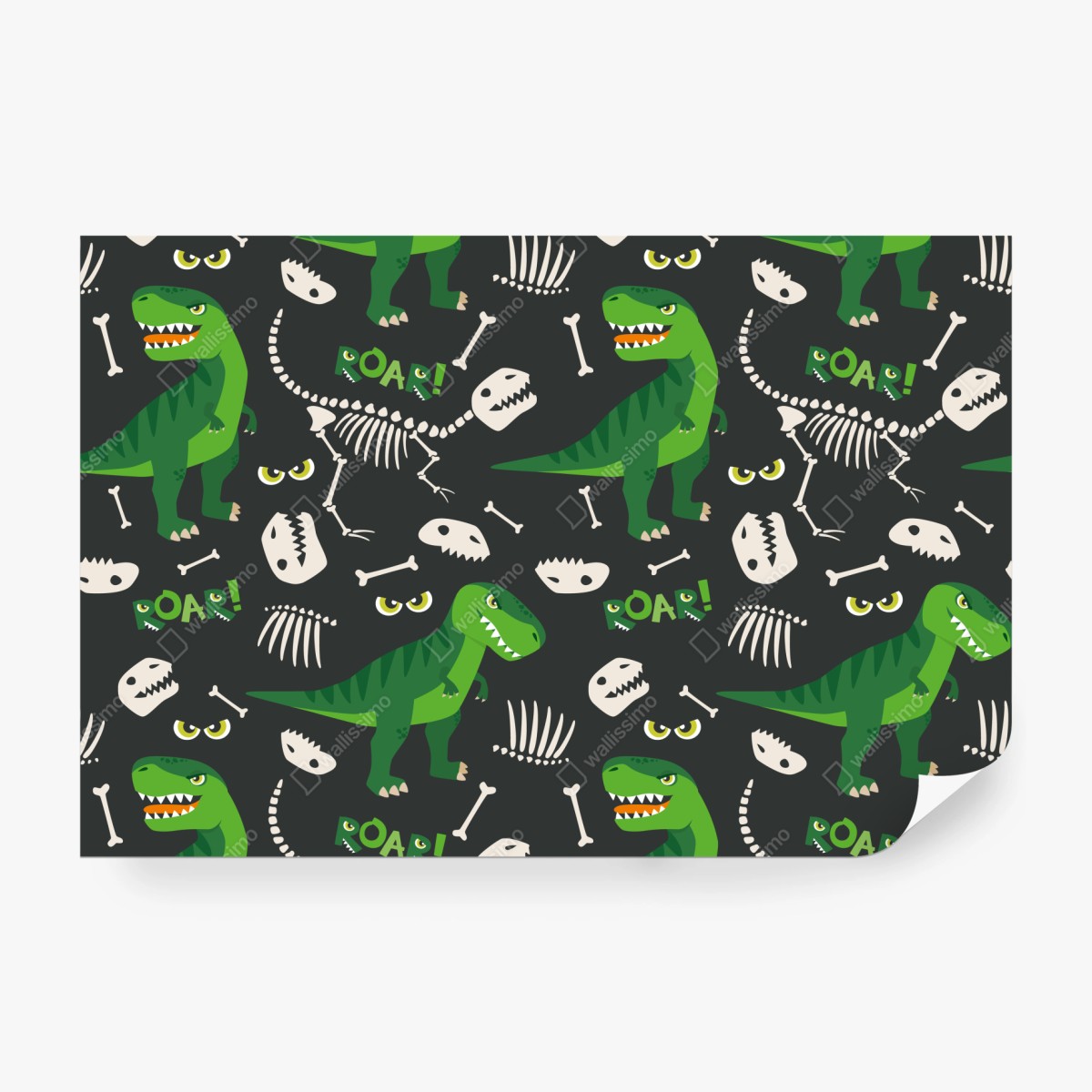 Fototapeta wesoły zielony t-rex wzór – Wallissimo® Fototapeta wesoły zielony t-rex wzór – Wallissimo®