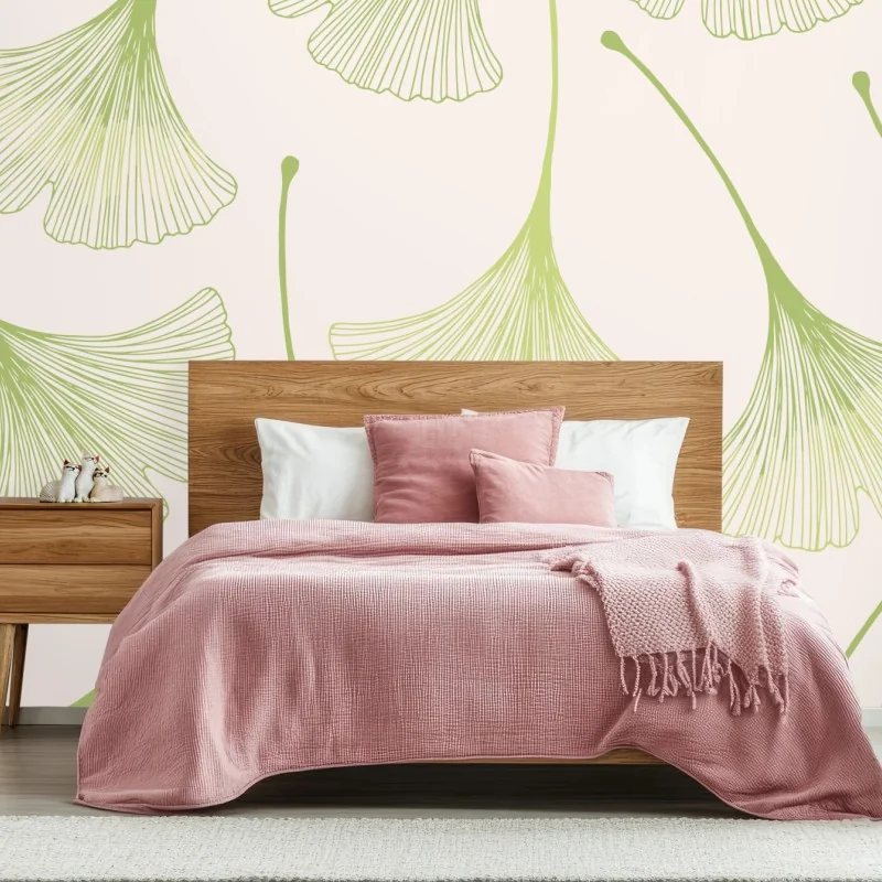 Fototapeta delikatny wzór liści miłorzębu – Wallissimo® Fototapeta delikatny wzór liści miłorzębu – Wallissimo®