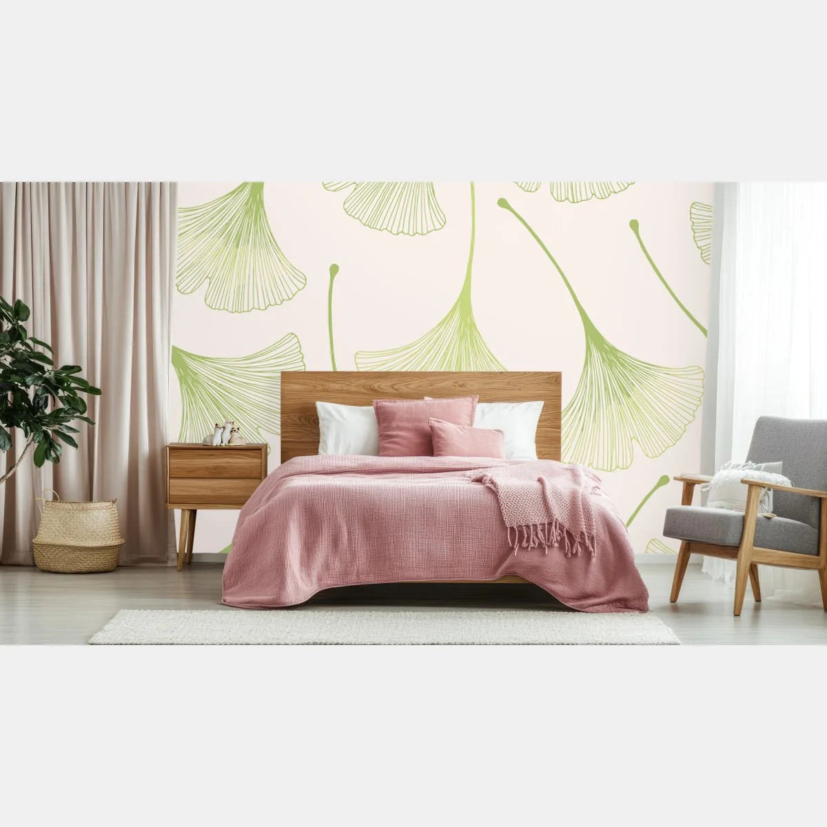 Fototapeta delikatny wzór liści miłorzębu – Wallissimo® Fototapeta delikatny wzór liści miłorzębu – Wallissimo®