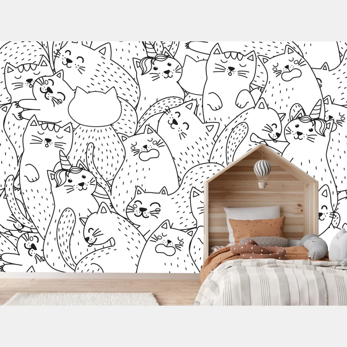 Fototapeta wzór z kotami w stylu doodle – Wallissimo® Fototapeta wzór z kotami w stylu doodle – Wallissimo®