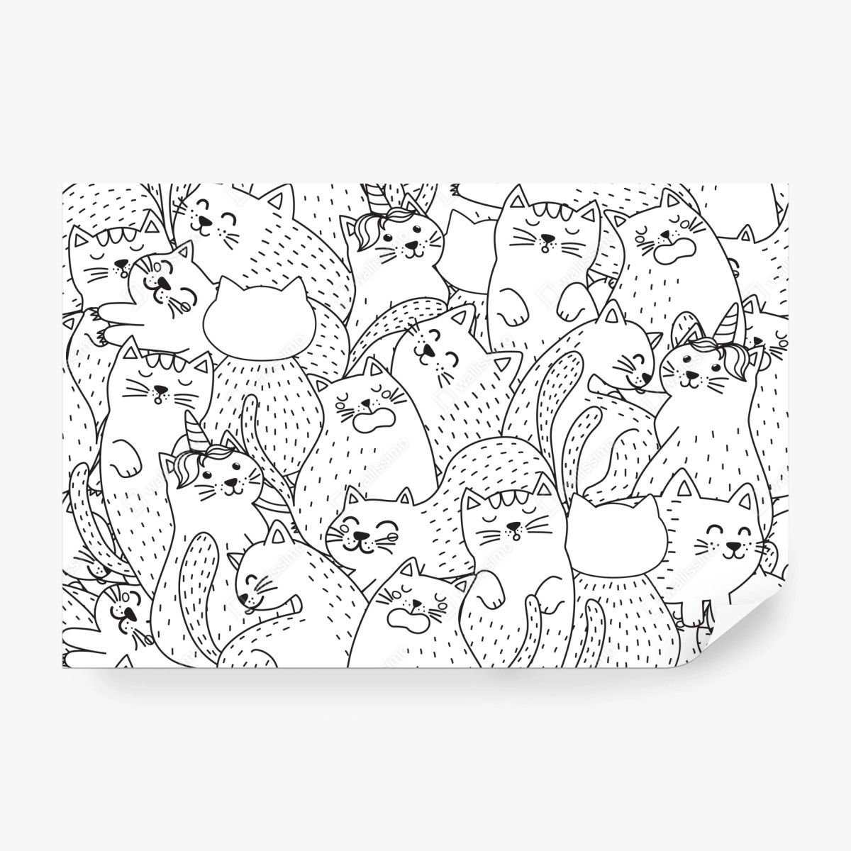Fototapeta wzór z kotami w stylu doodle – Wallissimo® Fototapeta wzór z kotami w stylu doodle – Wallissimo®