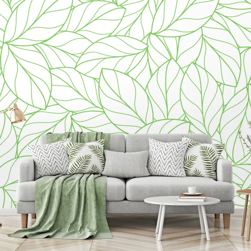 Fototapeta zielony wzór liści – Wallissimo® Fototapeta zielony wzór liści – Wallissimo®