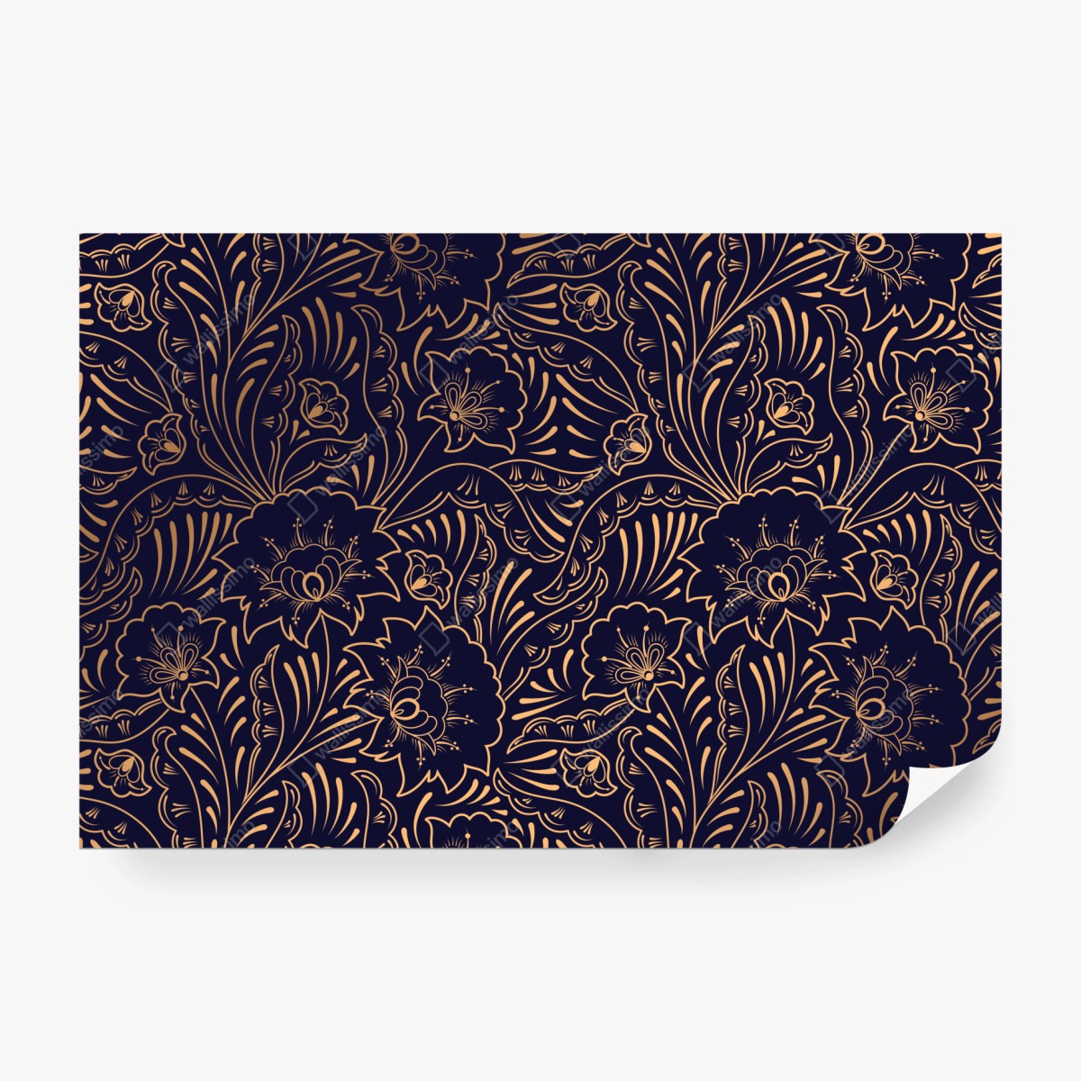 Fototapeta złoty kwiatowy ornament na granatowym tle – Wallissimo® Fototapeta złoty kwiatowy ornament na granatowym tle – Wallissimo®