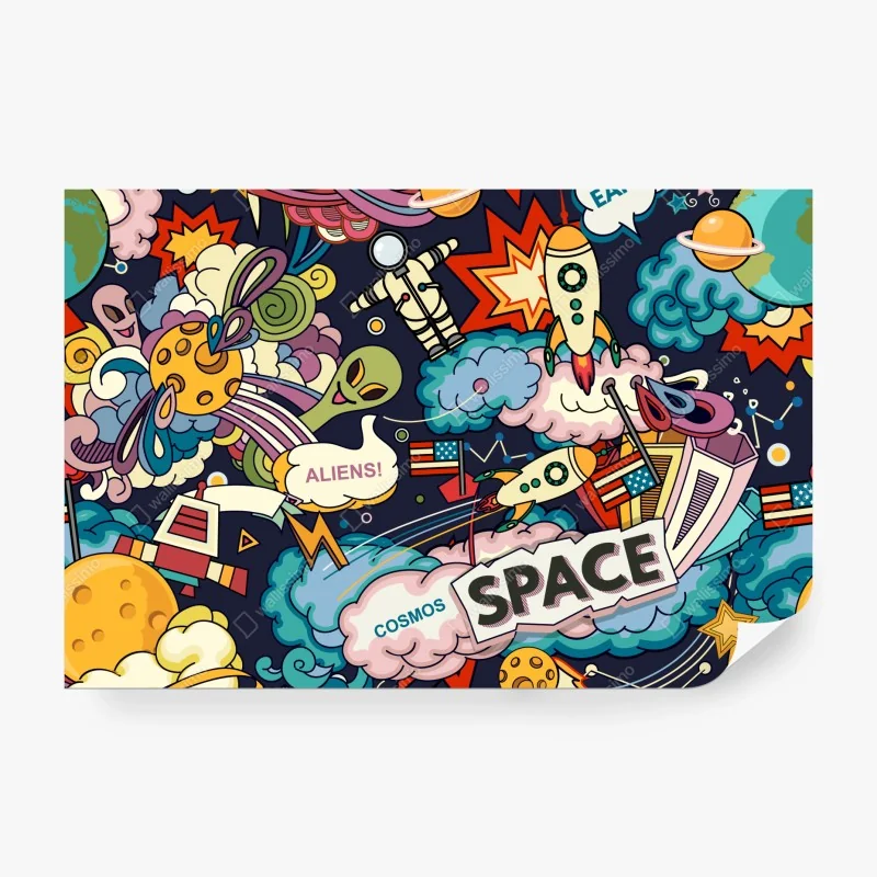 Fototapeta złote liście w stylu line art – Wallissimo®