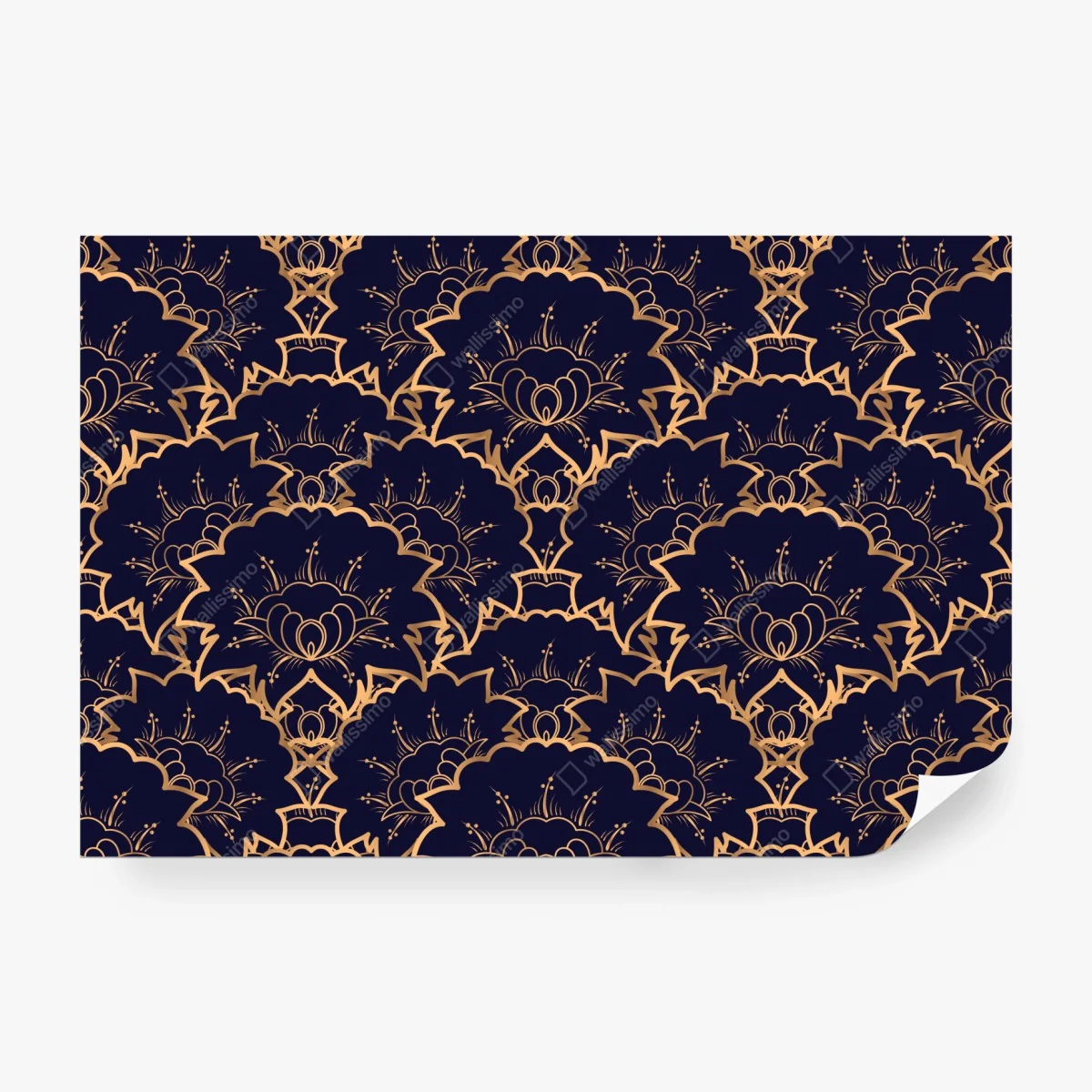 Fototapeta luksusowy złoty wzór kwiatowy na granacie – Wallissimo® Fototapeta luksusowy złoty wzór kwiatowy na granacie – Wallissimo®