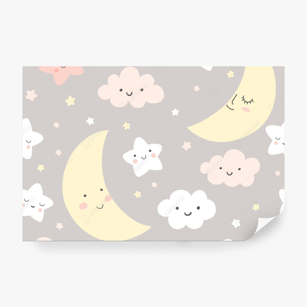 Fototapeta senny księżyc i gwiazdki wzór do pokoju dziecięcego – Wallissimo®