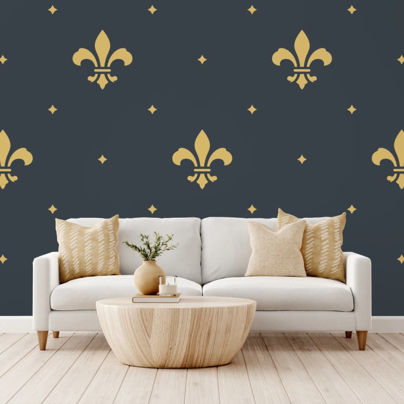 Fototapeta złoty wzór lilii na ciemnym tle – Wallissimo® Fototapeta złoty wzór lilii na ciemnym tle – Wallissimo®