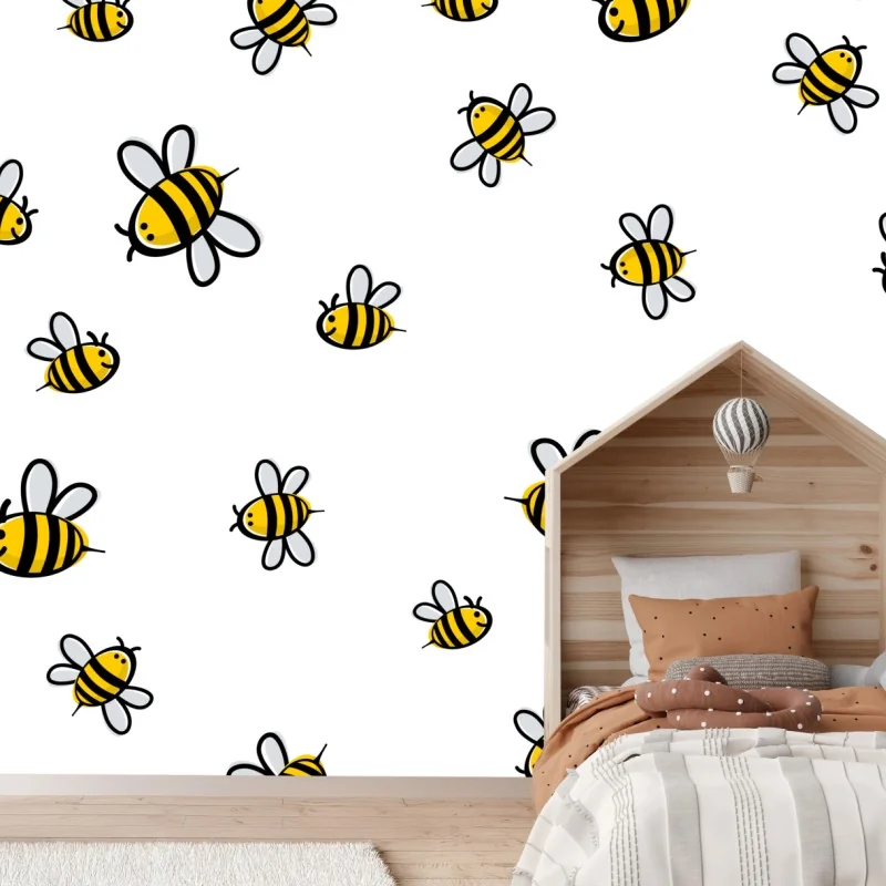 Fototapeta wesoły wzór z pszczołami do pokoju dziecięcego – Wallissimo® Fototapeta wesoły wzór z pszczołami do pokoju dziecięcego – Wallissimo®