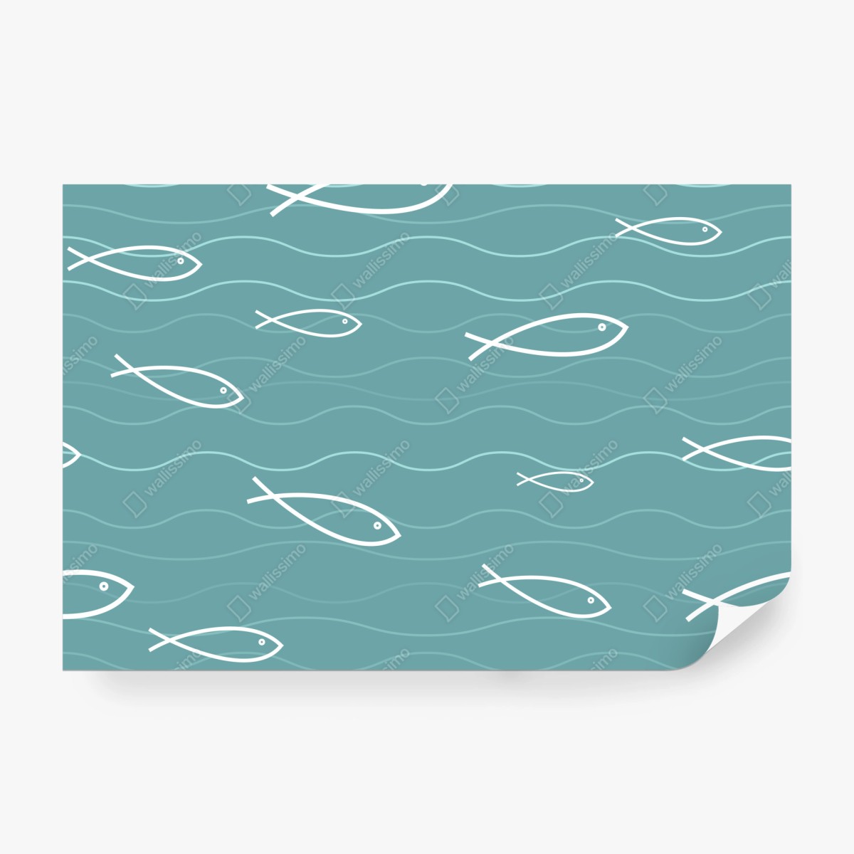 Fototapeta turkusowy wzór z rybkami – Wallissimo® Fototapeta turkusowy wzór z rybkami – Wallissimo®