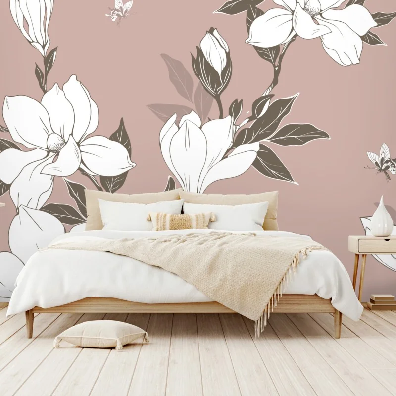 Fototapeta delikatny wzór z magnoliami – Wallissimo® Fototapeta delikatny wzór z magnoliami – Wallissimo®