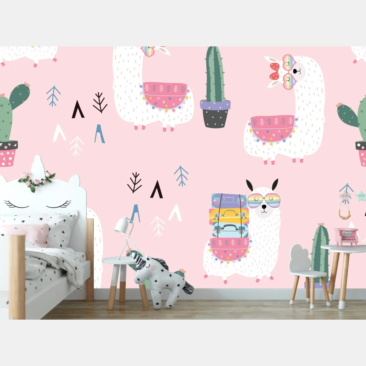 Fototapeta uroczy pastelowy wzór z lamami – Wallissimo® Fototapeta uroczy pastelowy wzór z lamami – Wallissimo®