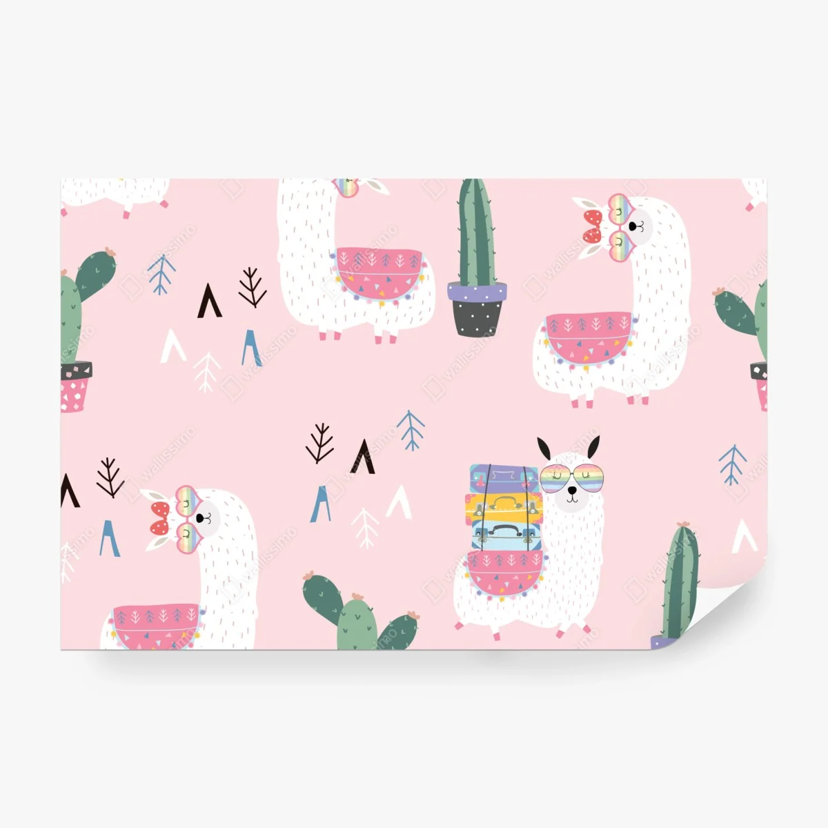 Fototapeta uroczy pastelowy wzór z lamami – Wallissimo® Fototapeta uroczy pastelowy wzór z lamami – Wallissimo®