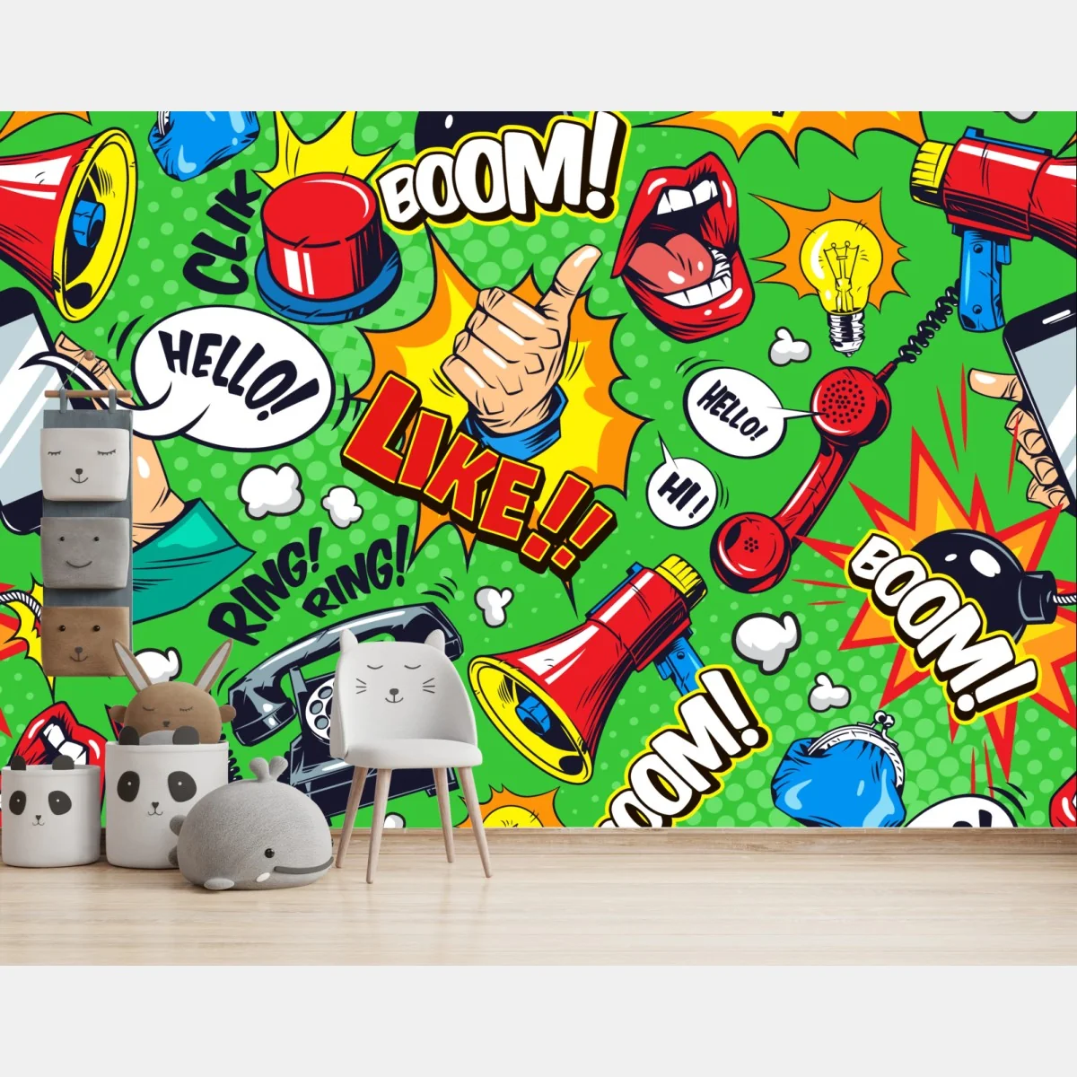 Fototapeta komiksowy wzór pop art z eksplozjami – Wallissimo® Fototapeta komiksowy wzór pop art z eksplozjami – Wallissimo®