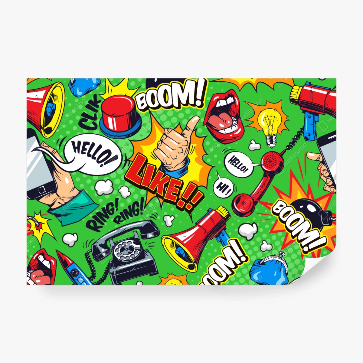 Fototapeta komiksowy wzór pop art z eksplozjami – Wallissimo® Fototapeta komiksowy wzór pop art z eksplozjami – Wallissimo®