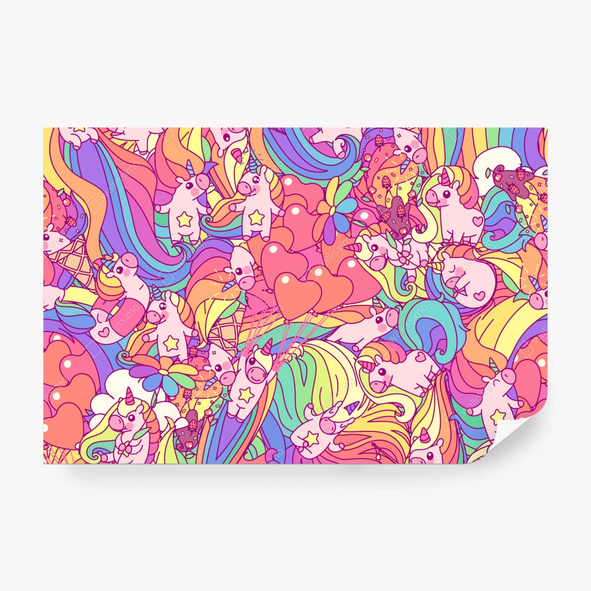 Fototapeta pastelowy wzór z jednorożcami – Wallissimo® Fototapeta pastelowy wzór z jednorożcami – Wallissimo®