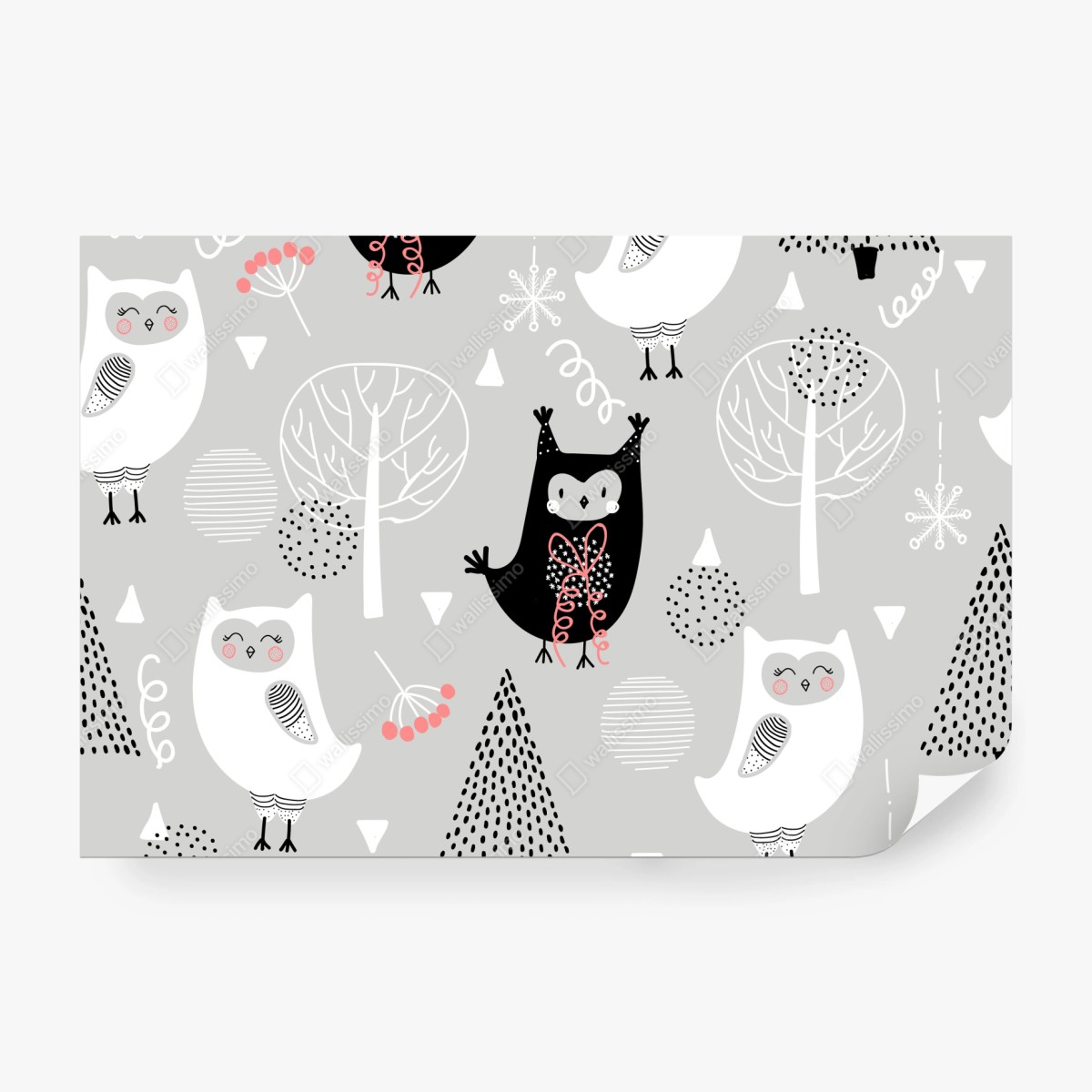 Fototapeta skandynawski wzór z sówkami do pokoju dziecięcego – Wallissimo® Fototapeta skandynawski wzór z sówkami do pokoju dziecięcego – Wallissimo®