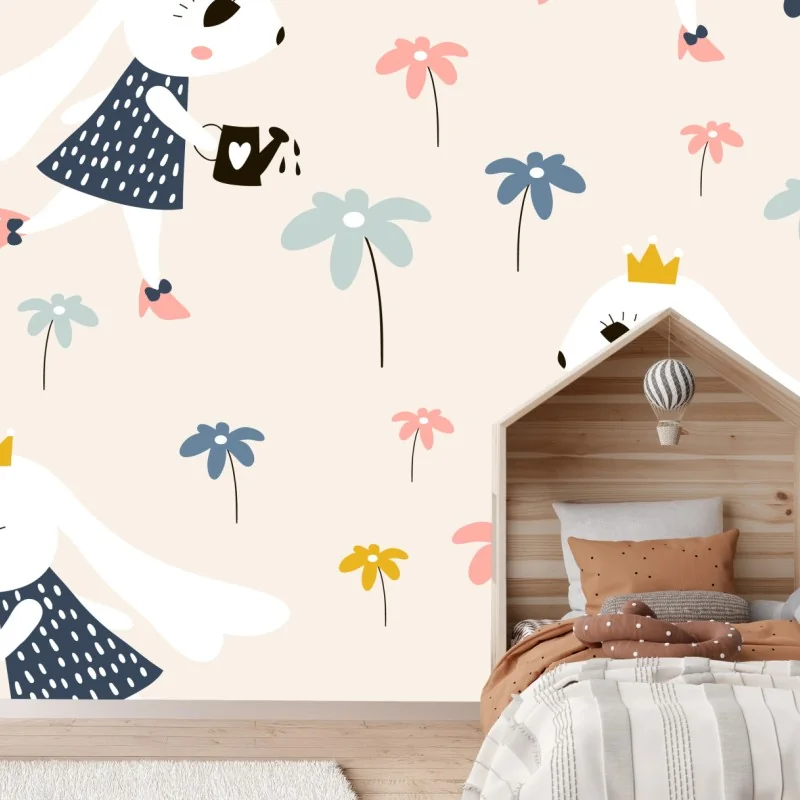 Fototapeta mała króliczka księżniczka wzór – Wallissimo® Fototapeta mała króliczka księżniczka wzór – Wallissimo®