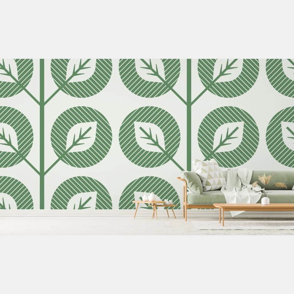 Fototapeta zielony geometryczny wzór liści – Wallissimo® Fototapeta zielony geometryczny wzór liści – Wallissimo®