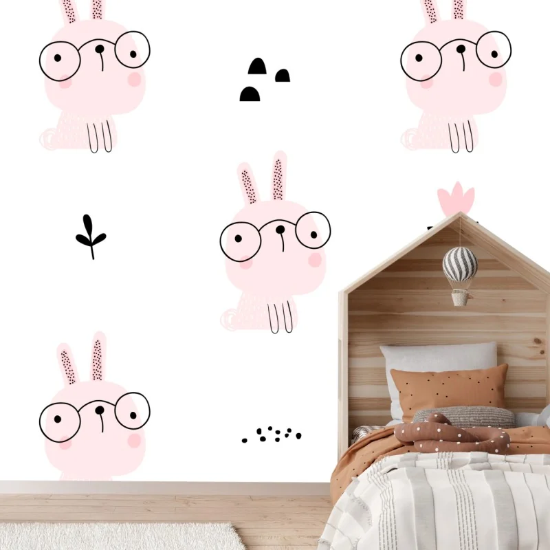 Fototapeta uroczy różowy wzór króliczka do pokoju dziecięcego – Wallissimo® Fototapeta uroczy różowy wzór króliczka do pokoju dziecięcego – Wallissimo®