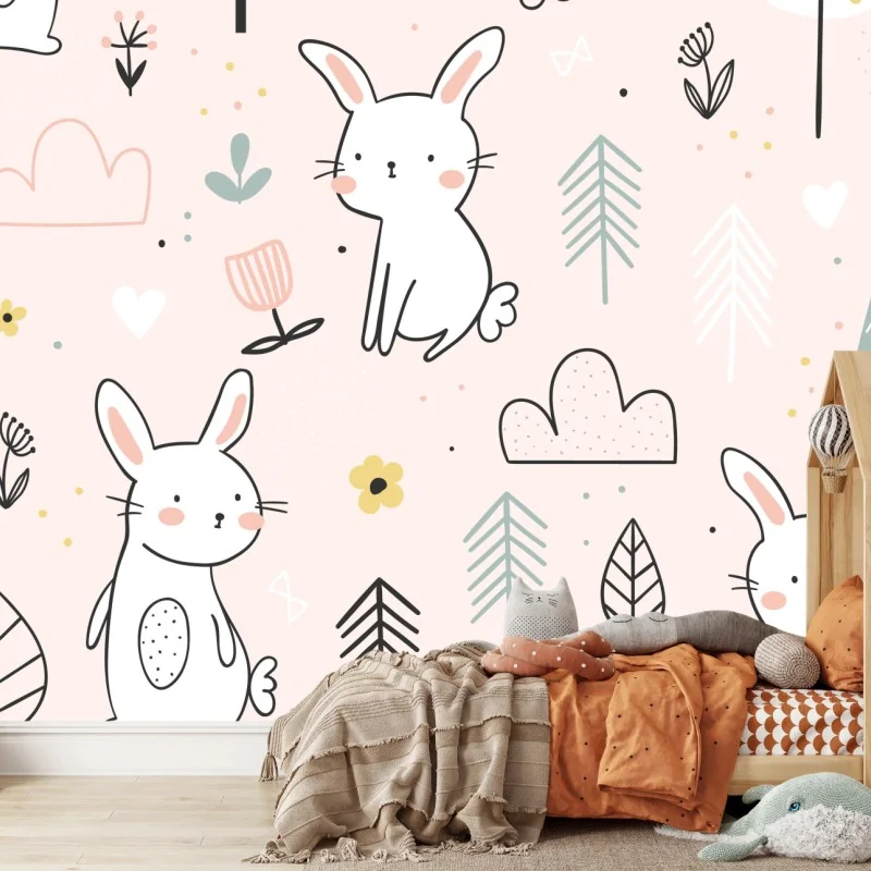 Fototapeta wesoły wzór z zajączkami do pokoju dziecięcego – Wallissimo® Fototapeta wesoły wzór z zajączkami do pokoju dziecięcego – Wallissimo®