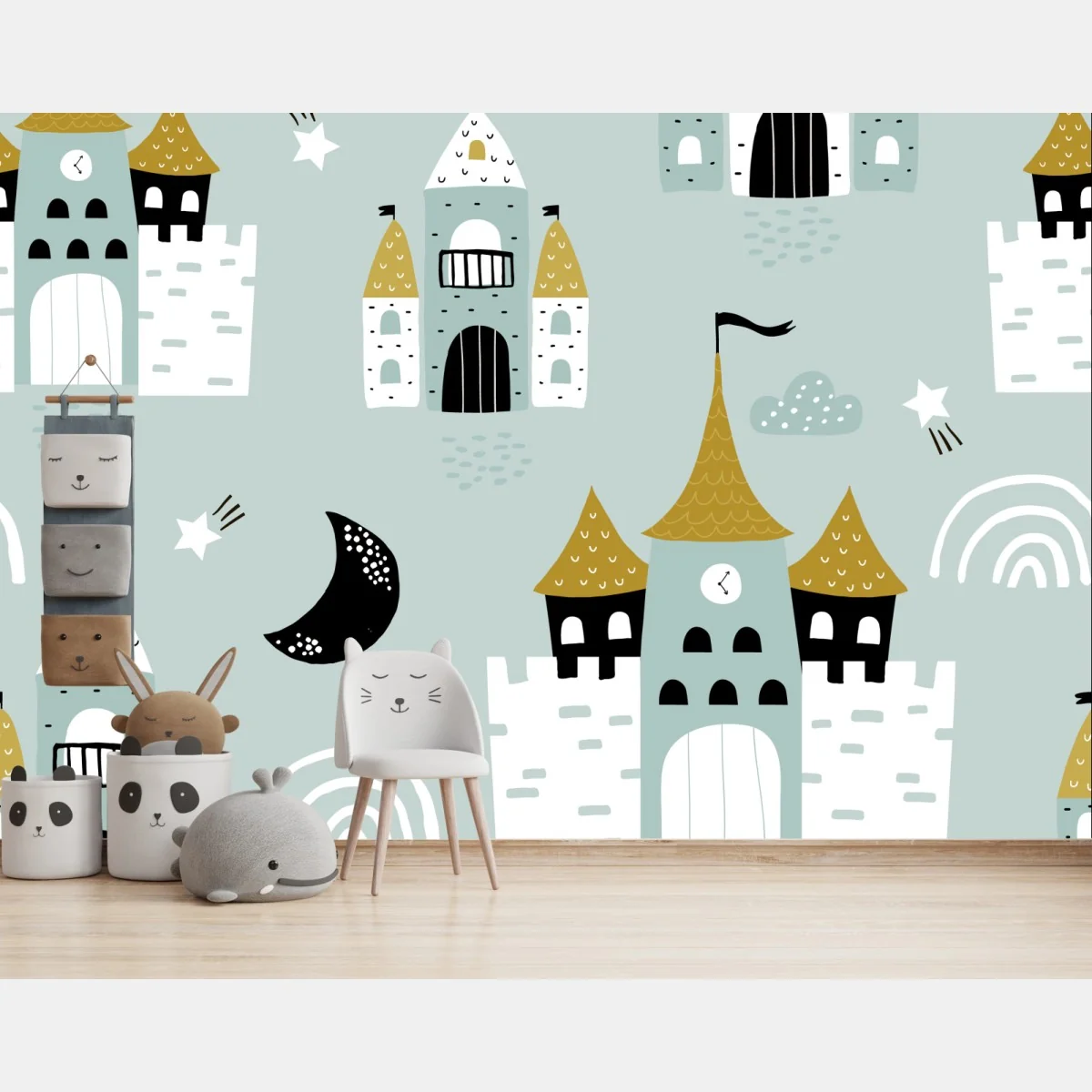 Fototapeta pastelowy wzór zamku do pokoju dziecięcego – Wallissimo® Fototapeta pastelowy wzór zamku do pokoju dziecięcego – Wallissimo®