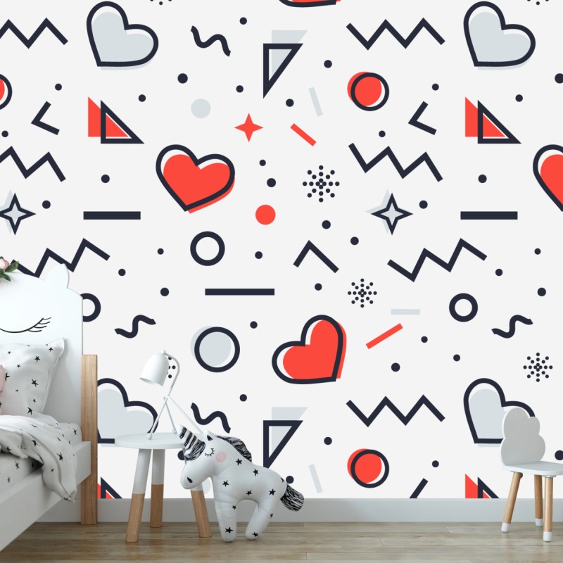 Fototapeta zabawny wzór serc na białym tle – Wallissimo® Fototapeta zabawny wzór serc na białym tle – Wallissimo®