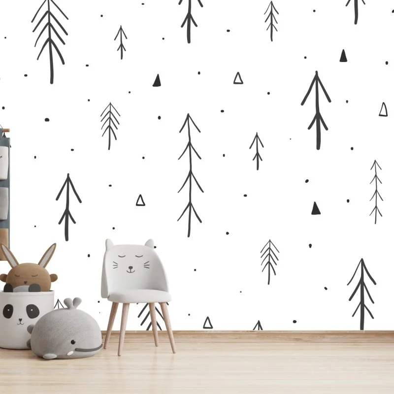 Fototapeta minimalistyczny wzór z ręcznie rysowanymi drzewami – Wallissimo® Fototapeta minimalistyczny wzór z ręcznie rysowanymi drzewami – Wallissimo®