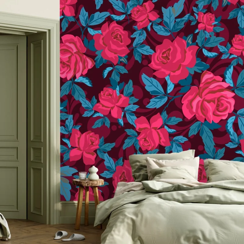 Fototapeta vintage wzór różany w odcieniach różu – Wallissimo® Fototapeta vintage wzór różany w odcieniach różu – Wallissimo®