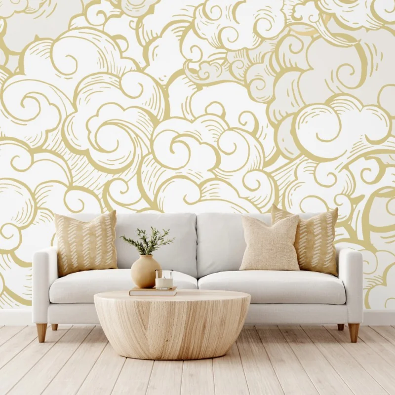 Fototapeta ornamentalny złoty wzór chmur – Wallissimo®