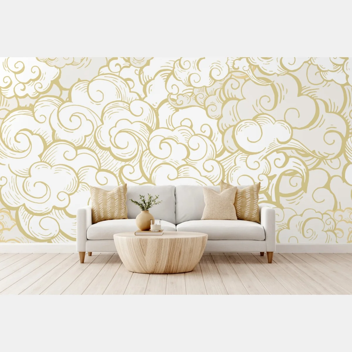 Fototapeta ornamentalny złoty wzór chmur – Wallissimo®