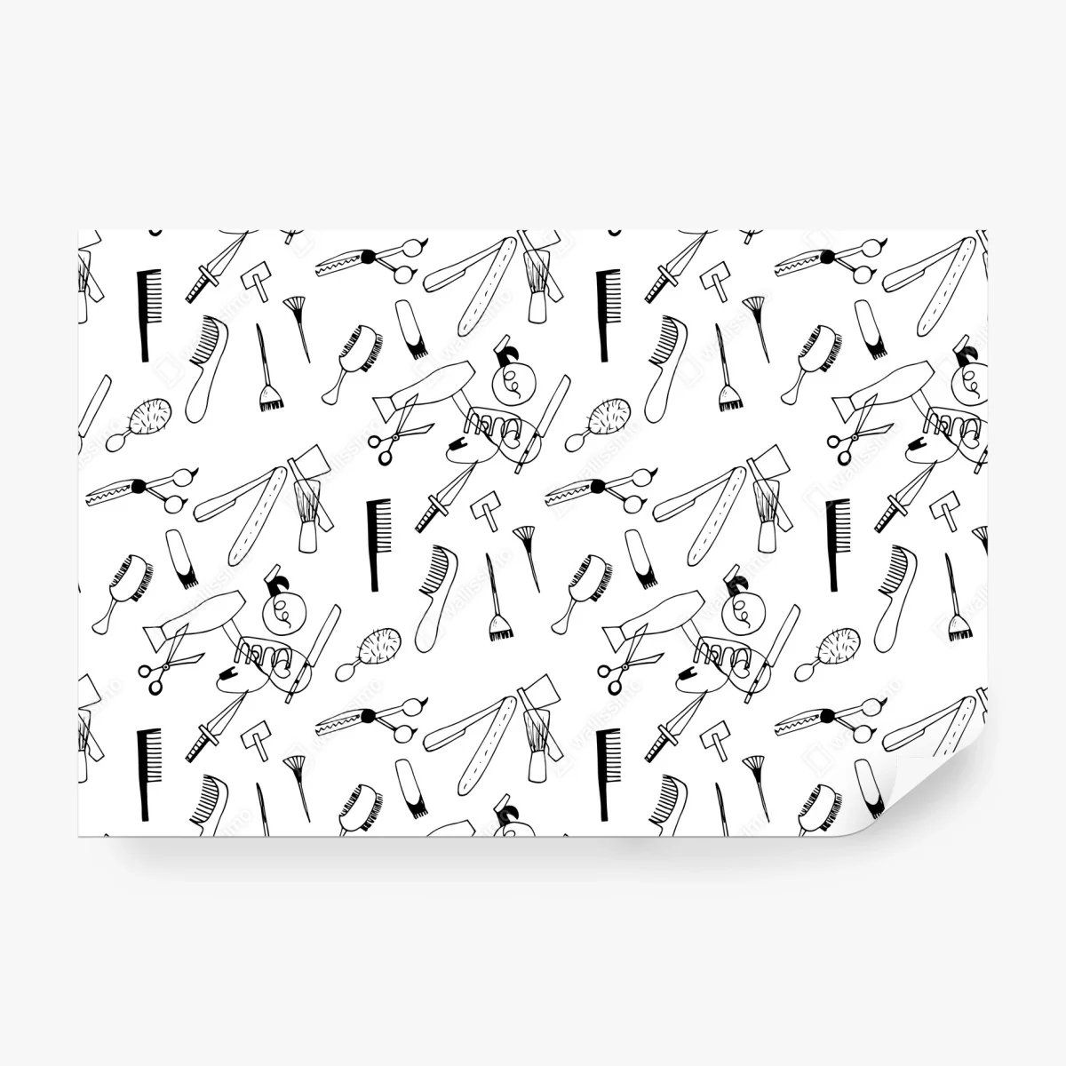 Fototapeta ręcznie rysowany wzór narzędzi fryzjerskich – Wallissimo® Fototapeta ręcznie rysowany wzór narzędzi fryzjerskich – Wallissimo®