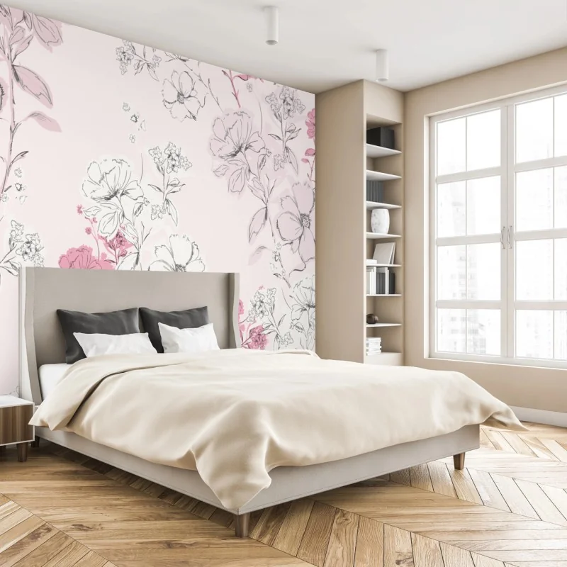 Fototapeta delikatny różowy wzór kwiatowy – Wallissimo® Fototapeta delikatny różowy wzór kwiatowy – Wallissimo®