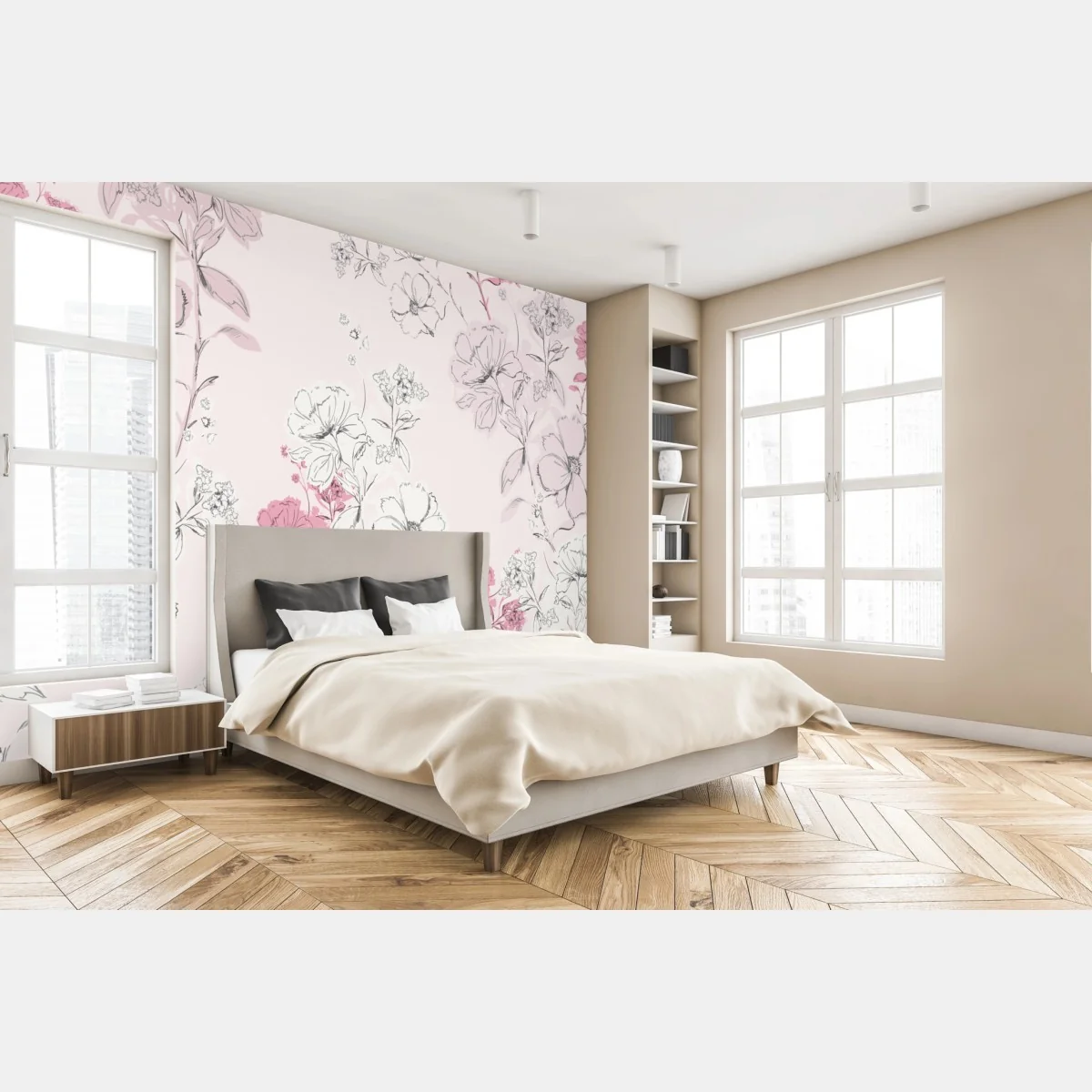 Fototapeta delikatny różowy wzór kwiatowy – Wallissimo® Fototapeta delikatny różowy wzór kwiatowy – Wallissimo®