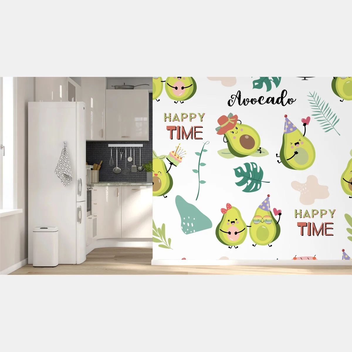 Fototapeta wesoły wzór z awokado – Wallissimo® Fototapeta wesoły wzór z awokado – Wallissimo®