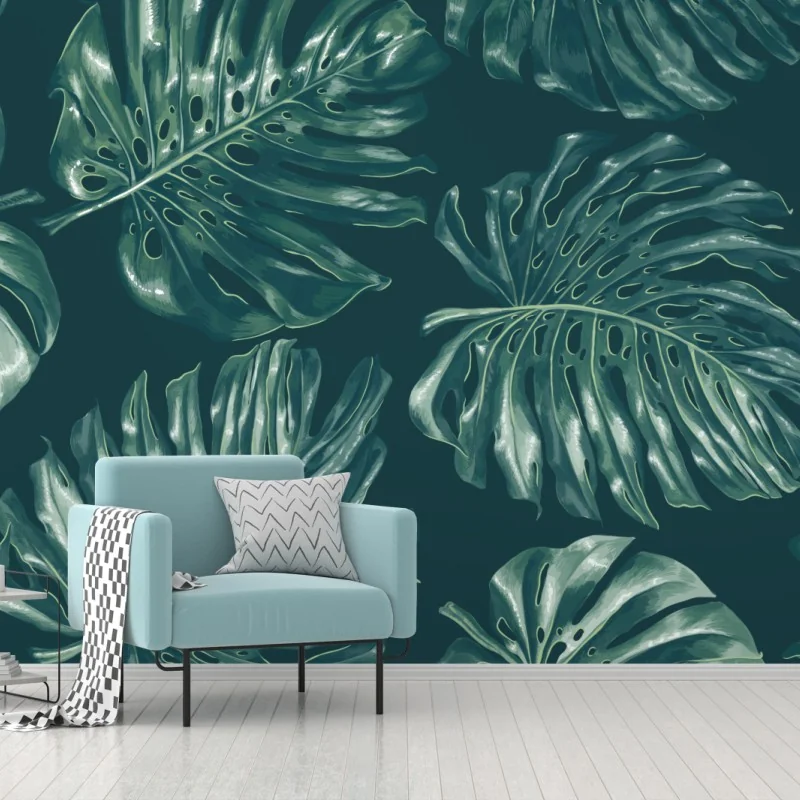 Fototapeta wzór tropikalnych liści monstery – Wallissimo® Fototapeta wzór tropikalnych liści monstery – Wallissimo®