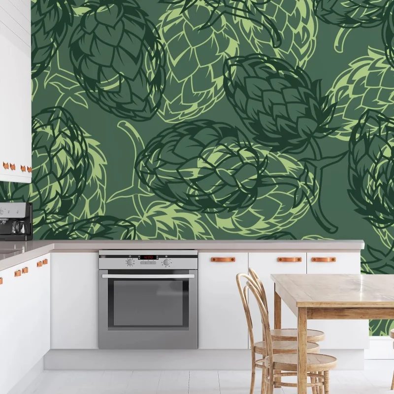 Fototapeta zielony wzór szyszek chmielu – Wallissimo® Fototapeta zielony wzór szyszek chmielu – Wallissimo®