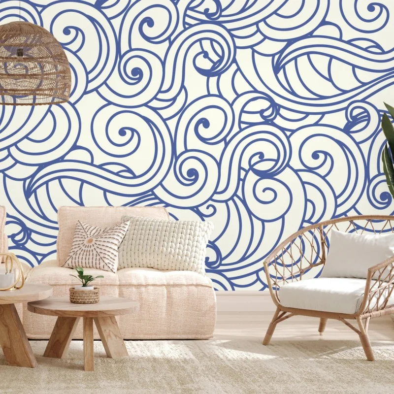 Fototapeta niebieski wzór ze spiralami – Wallissimo® Fototapeta niebieski wzór ze spiralami – Wallissimo®