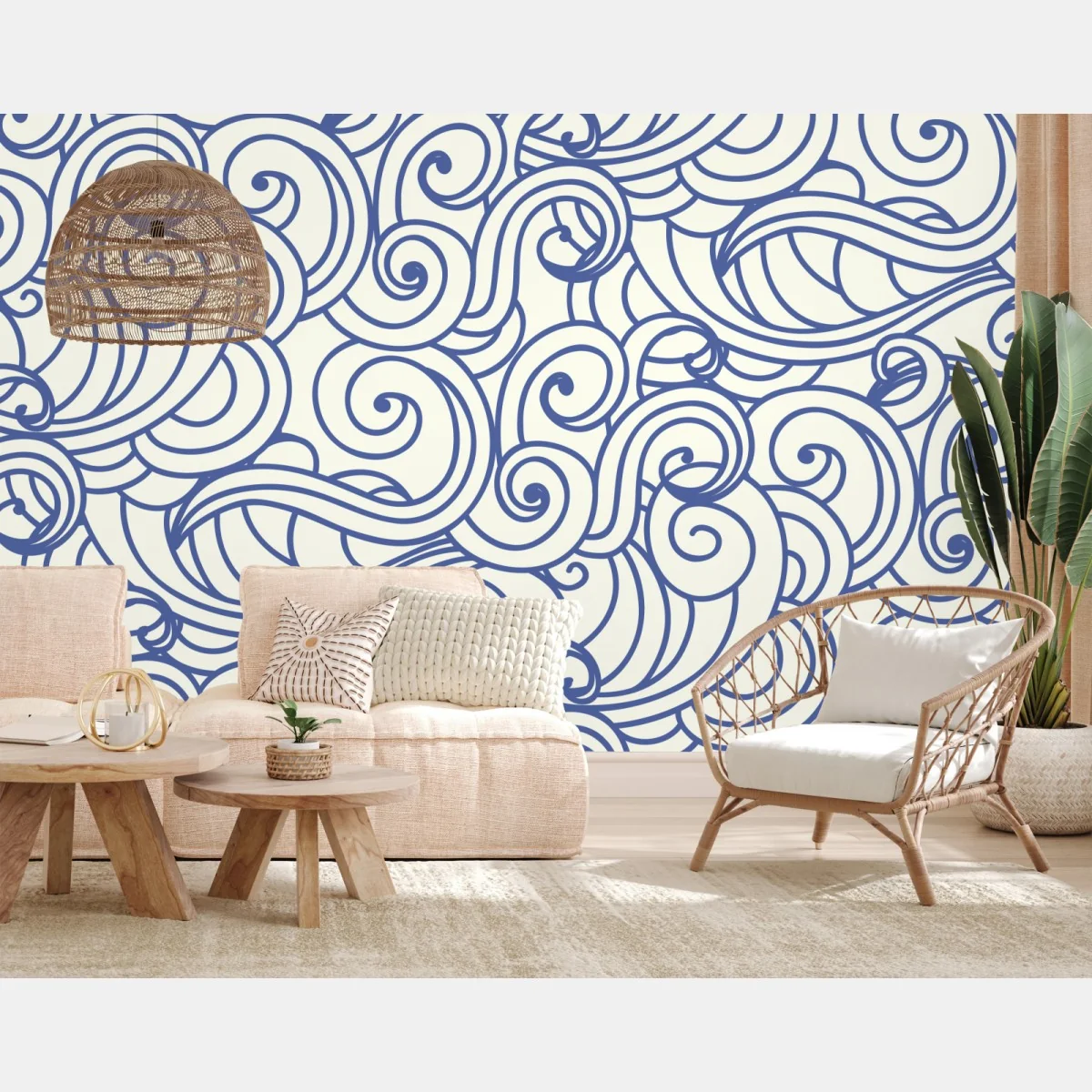 Fototapeta niebieski wzór ze spiralami – Wallissimo® Fototapeta niebieski wzór ze spiralami – Wallissimo®