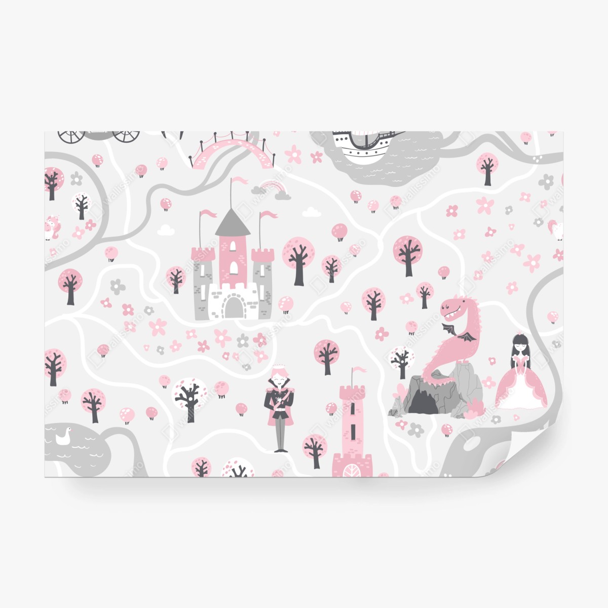 Fototapeta pastelowa mapa baśniowa – Wallissimo® Fototapeta pastelowa mapa baśniowa – Wallissimo®