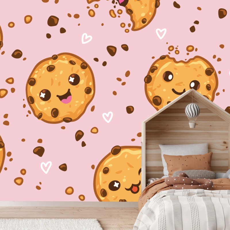 Fototapeta uroczy wzór ciasteczek kawaii na różowym tle – Wallissimo® Fototapeta uroczy wzór ciasteczek kawaii na różowym tle – Wallissimo®